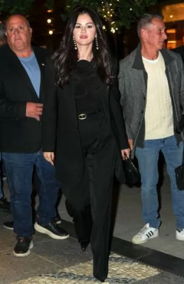 Saint Laurent Jacket in Grain De Poudre worn by Selena Gomez in New York City on October 16, 2024