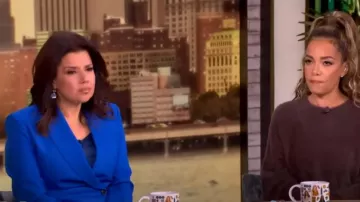 Blazer en laine mélangée à un bouton Boss Jia porté par Ana Navarro comme on le voit dans The View le 28 octobre 2024