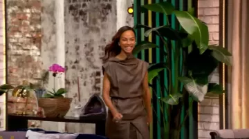 Tod's Leather Pencil skirt Bu worn by Zoe Saldana as seen in The View on October 29, 2024