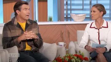 Camisa de manga larga Vince Splittable Plaid Wool-Blend usada por Jerry O'Connell como se vio en The Talk el 29 de octubre de 2024