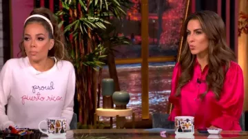 Cinq a Sept Fiona Silk Satin Short-Sleeve Top worn by Sunny Hostin as seen in The View on October 31, 2024