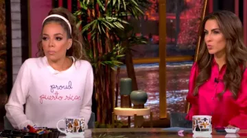 Lingua Franca Custom Womens Crewneck Sweater worn by Sunny Hostin as seen in The View on  October 31, 2024