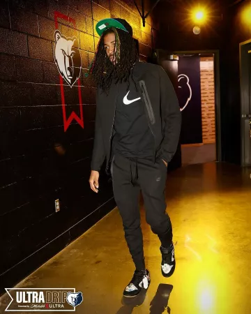 Nike Black Fleece Bomber Jacket worn by Temetrius Morant on the Instagram account @memgrizz