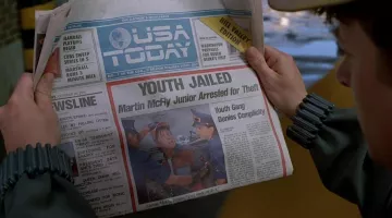 Usa Today Newspaper de Marty McFly (Michael J. Fox) como se ve en Back to The Future Part II