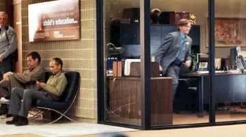 The chair design view in the waiting room in Yes man