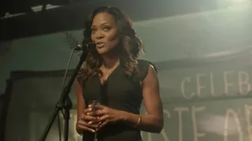 The black dress worn by Madame le Maire / Josie McCoy (Ashleigh Murray) in the series Riverdale (S01E03)