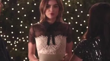 The dress lace black-and-white Aria (Lucy Hale) in Pretty Little Liars
