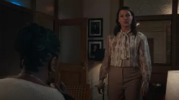 Giambattista Valli Paisley-Print Silk Tie-Neck Blouse worn by Erin Reagan (Bridget Moynahan) as seen in Blue Bloods (S14E12)