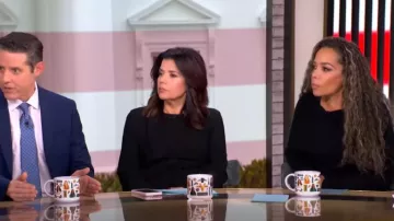 Vestido midi de algodón elástico Tanya Taylor Cody usado por Ana Navarro visto en The View el 6 de noviembre de 2024