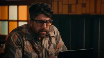 Kapital Drizzle Open Collar Shirt Brown Yabane Quilt Patchwork worn by Harry Keshegian (Adam Goldberg) as seen in The Equalizer (S05E02)