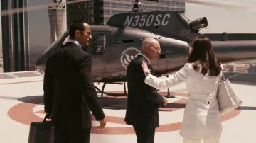 Outfits of Get Smart Movie: Anne Hathaway wears Chanel White Grand Shopping Tote Bag to play Agent 99