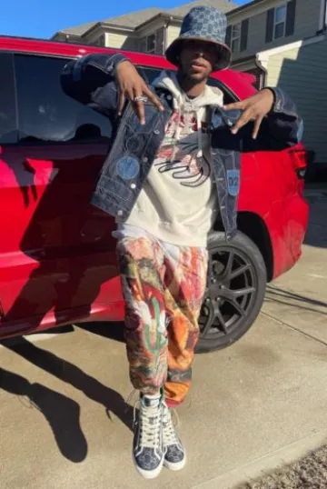 Palm Angels Western Canyon Print Trackpants worn by Toosii on the Instagram account @toosii