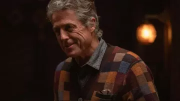 Outfits of Heretic: Hugh Grant wears Colorblock Cardigan to portray Mr. Reed in the movie