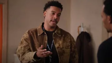 Lemaire Brown Boxy Denim Jacket worn by Tariq (Zack Fox) as seen in Abbott Elementary (S04E05)
