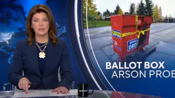 Michael Kors Collection Crepe Sable Peak Lapel Blazer Jacket usado por Norah O'Donnell como se vio en CBS Evening News el 30 de octubre de 2024