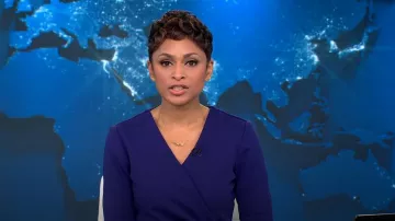 Tahari Scuba Crepe Sheath Dress worn by Jericka Duncan as seen in CBS Evening News on  November 4, 2024