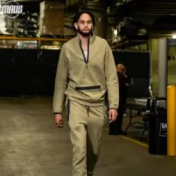 Nike Neutral Khaki Olive Half Zip Sweatshirt worn by Derek Lively on the Instagram account @dallasmavs