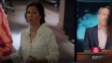 Mango Regular Fit Flowy Button-Up Shirt worn by Margaret Reed (Kelli Williams) as seen in Found (S02E05)