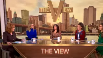 Veronica Beard Tindaya Pintuck Pleat Flare Leg Pants worn by Joy Behar as seen in The View on November 8, 2024