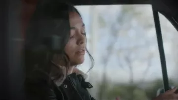 Lucky Brand Women's Leather Shearling-Collar Bomber Jacket worn by Dr. Mika Yasuda (Midori Francis) as seen in Grey's Anatomy (S21E06)