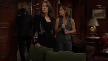 Cinq a Sept Rhinestone Paisley Cheyenne Blazer worn by  Steffy Forrester (Jacqueline MacInnes Wood) as seen in The Bold and the Beautiful on  October 30, 2024