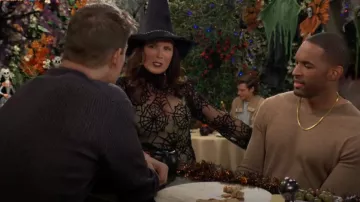 Unique Vintage Spiderweb Flocked Donna Blouse worn by  Sheila Carter (Kimberlin Brown Pelzer) as seen in The Bold and the Beautiful on  October 31, 2024