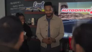 Chaqueta The River para hombre de Theory en sarga neotérica Brk usada por Lewis (McKinley Freeman) como se ve en Reasonable Doubt (S02E10)