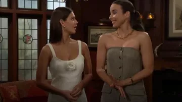 H&M Button-Front Bandeau Top worn by  Ivy Forrester(Ashleigh Brewer) as seen in The Bold and the Beautiful on November 11, 2024