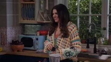 Free People Baja Baby Crochet Open Front Hooded Cardigan worn by Mayan (Mayan Lopez) as seen in Lopez vs Lopez (S03E04)