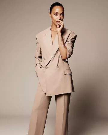 Saint Laurent Jacket In Silk Crepe worn by  Zoe Saldana at Vanity Fair Hollywood Issue on November 13, 2024