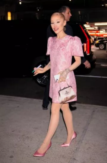 Jimmy Choo Romy Pumps In Pink worn by  Ariana Grande at The Today Show on November 12, 2024