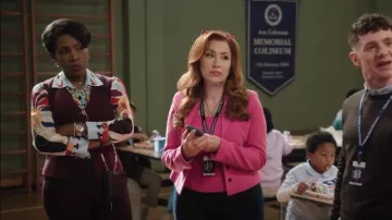 Zara Burgundy Waistcoat worn by Barbara Howard (Sheryl Lee Ralph) as seen in Abbott Elementary (S04E06)