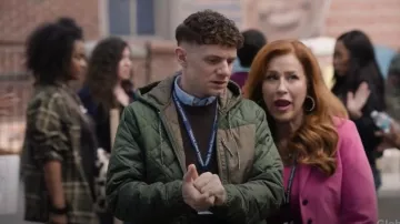 Patagonia Men's Diamond Quilted Bomber Hoody worn by Jacob Hill (Chris Perfetti) as seen in Abbott Elementary (S04E06)