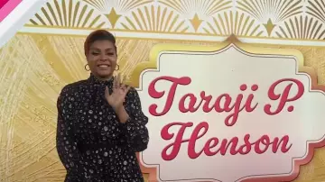 Kate Spade Space Dot Tie-neck Dress in Silver worn by Taraji P. Henson as seen in Today with Hoda & Jenna on  November 13, 2024