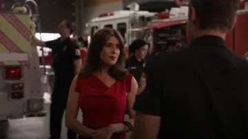 Black Halo Jackie Belted Sheath Dress worn by Dr. Barbara Jacobs (Ginifer King) as seen in 9-1-1: Lone Star (S05E05)