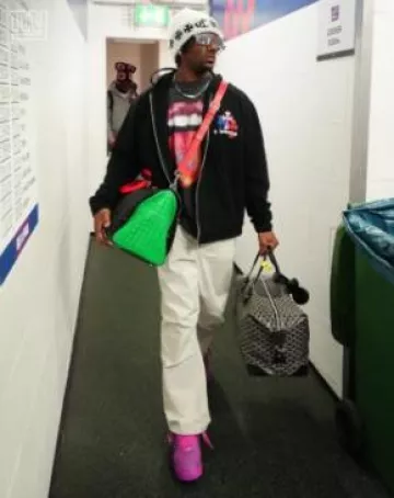 Nike Air Force 1 Low x Cactus Plant Flea Market Fuchsia Air Sunshine usado por Malik Nabers en la cuenta de Instagram @nygiants