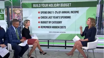 Cinq a Sept Khloé Blazer de mezclilla con mangas fruncidas usado por Christine Romans como se ve en Today el 15 de noviembre de 2024