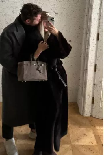 Hermes Birkin Gris worn by Leonie Hanne on her Instagram Story on November 10, 2024