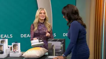 Robe longue en maille imprimée Ronny Kobo Collective portée par Ashley Bellman telle que vue dans CBS Mornings le 9 novembre 2024