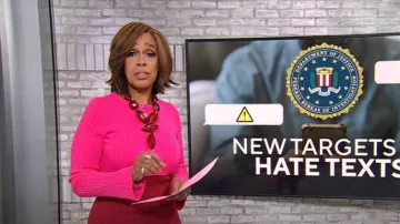 Robe Line & Dot Frankie portée par Gayle King vue dans CBS Mornings le 18 novembre 2024