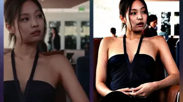 Wardrobe of The Idol TV series: Jennie Kim wears Black Halter Bodysuit to play Dyanne in season 1, episode 4