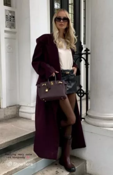 Hermes Birkin 25 Epsom Rouge Sellier worn by Leonie Hanne on her Instagram Story on November 7, 2024