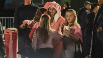 Selena Gomez wears Pink Bunny Onesie at Sabrina Carpenter's LA concert on September 2024