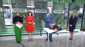 Vince Camuto Long Sleeve V Neck Stretch Crepe Bodycon Dress worn by Dylan Dreyer as seen in Today on November 20, 2024