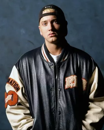 Eminem wears PNB Nation Jacket on @takingshadysballs's Instagram account