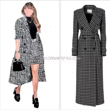 Taylor Swift lleva abrigo largo a cuadros de Carolina Herrera en Chez Margaux en Nueva York el 2024