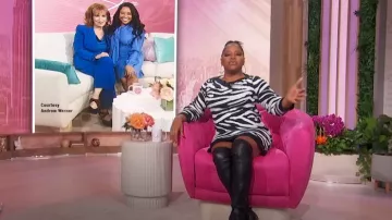 Robe pull à col bateau à imprimé zèbre côtelée à manches évasées portée par Sherri Shepherd comme on l’a vu à Sherri le 11 novembre 2024