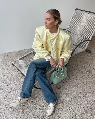 Hermes Vert D’eau Matte Alligator Birkin 20 Gold Hardware worn by Elsa Hosk on her Instagram Story on November 3, 2024