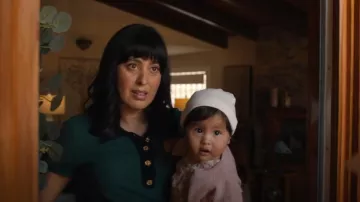 Aqua Contrasting Polo Top worn by Deborah (Dani Deetté) as seen in Based on a True Story (S02E06)