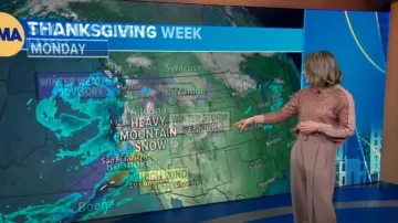 Pull à sequins Zara porté par Ginger Zee comme on le voit dans Good Morning America le 22 novembre 2024